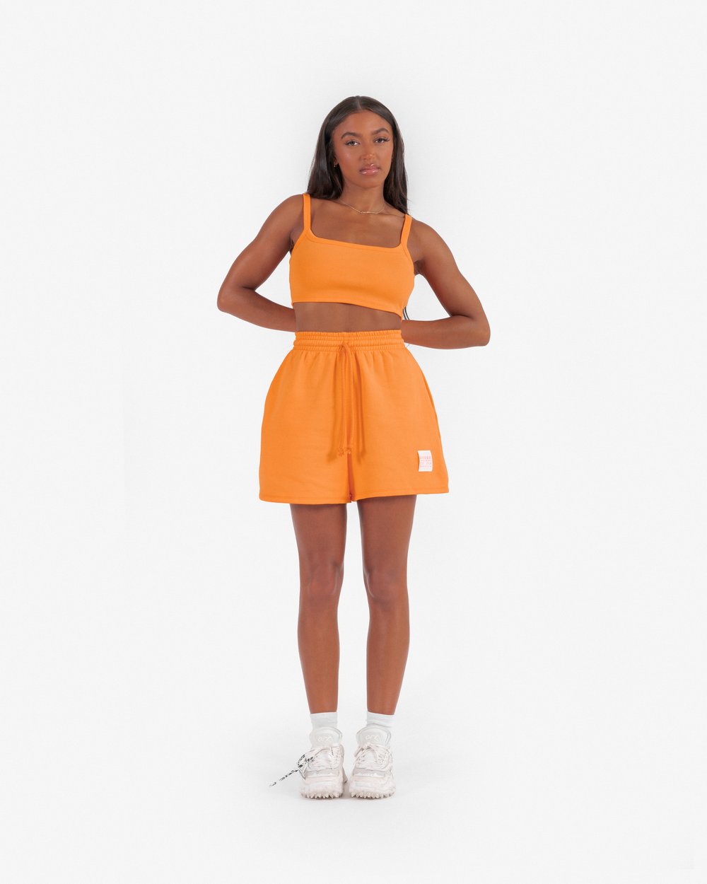 Orange discount jogger shorts